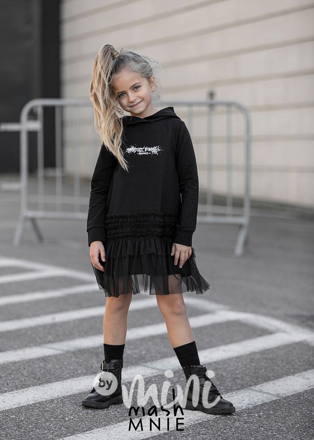 Hoodie šaty s tylem black *MashMnie*