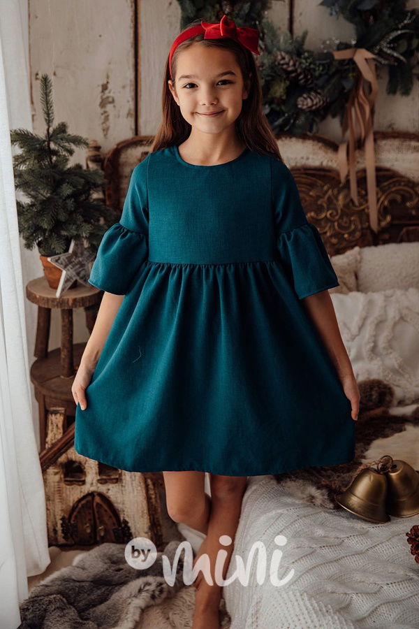 Smaragd Lily Grey šaty s balonovými rukávy