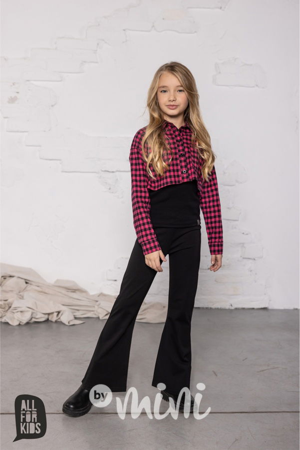 Karo crop košile pink/black