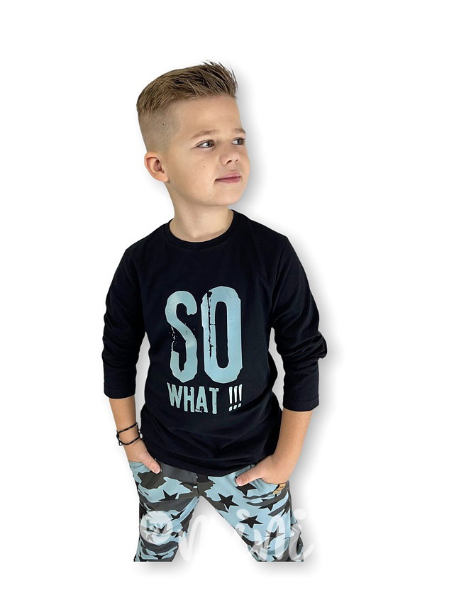 SO WHAT longsleeve triko black/mint blue
