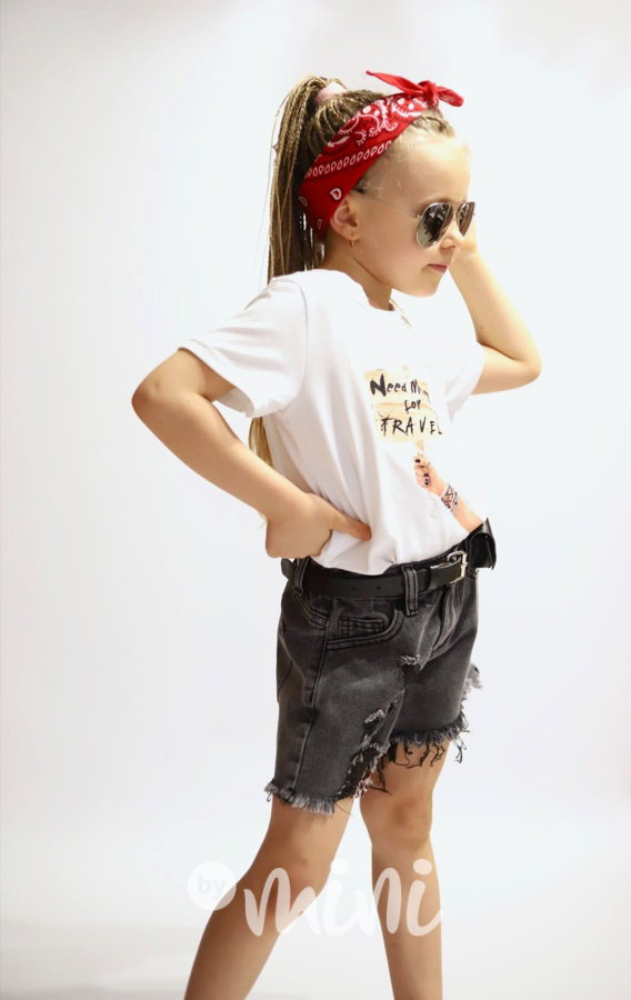 Ripped black jeans shorts s páskem