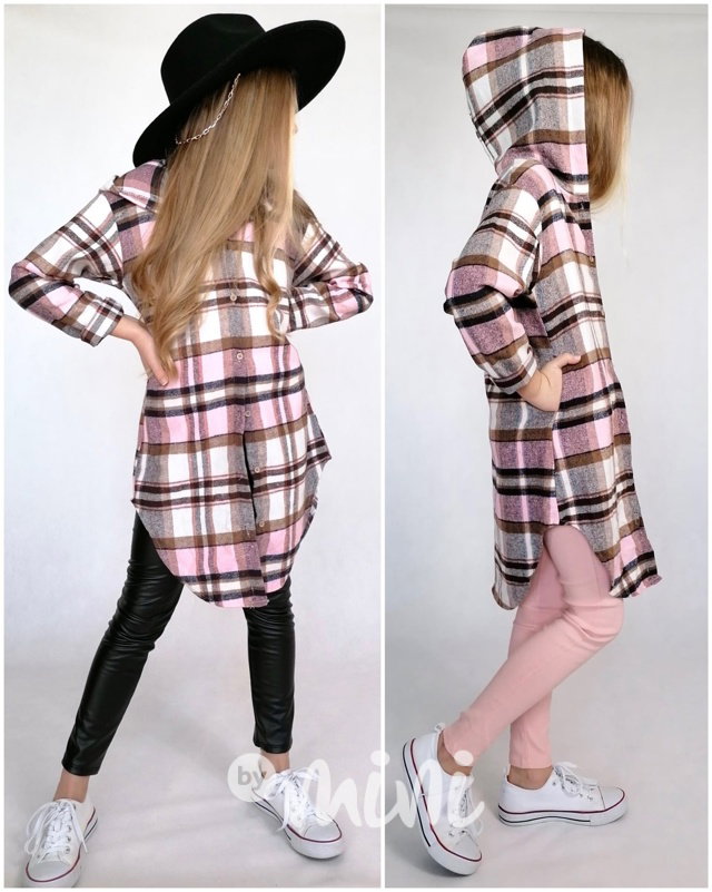Dlouhá flanelová hoodie košile