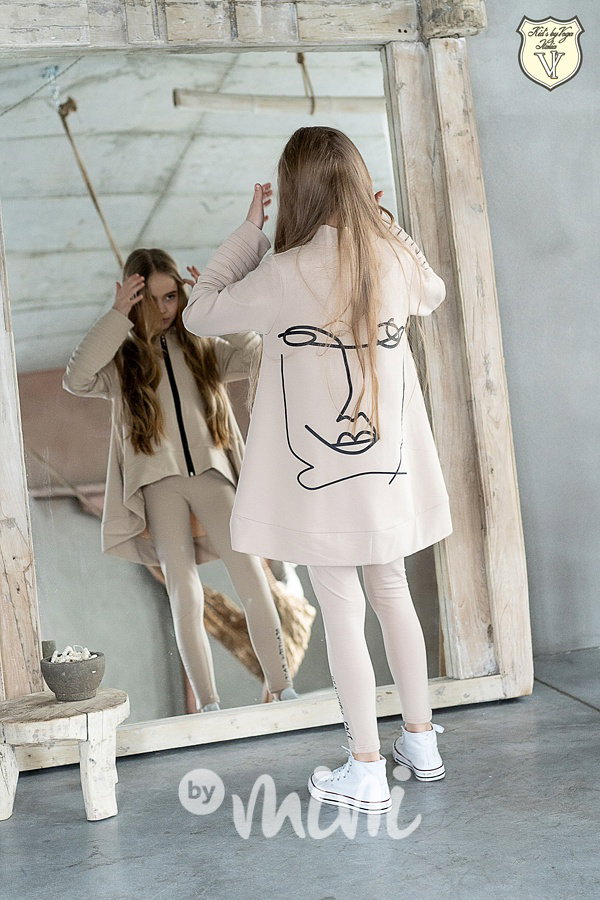 Voga stretch cotton legíny FACE beige