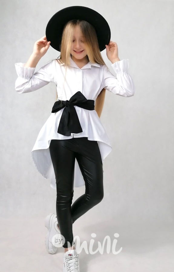 Eco leather podzimní legíny černé