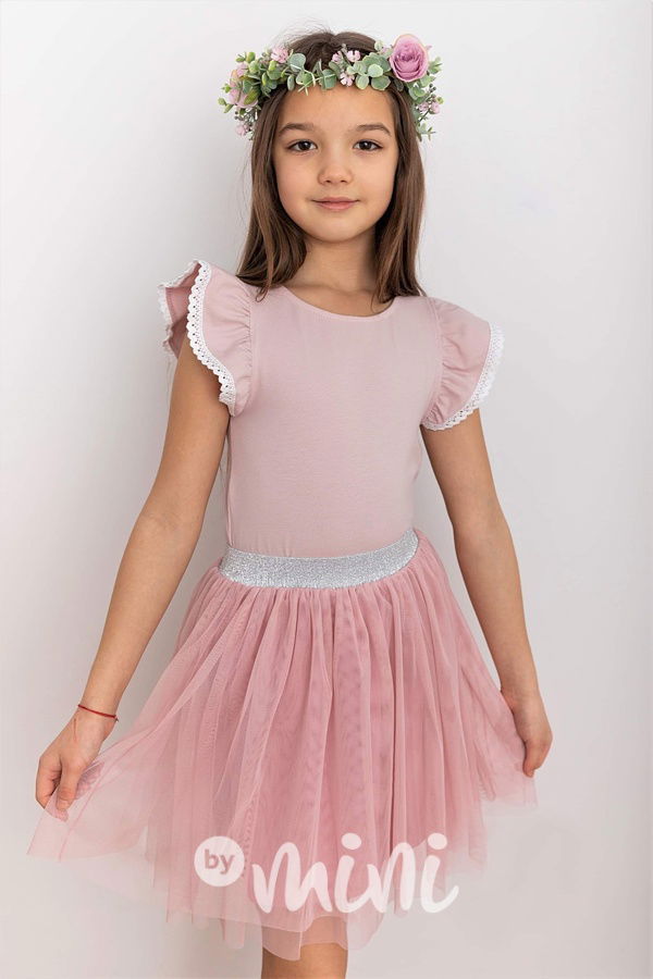 Pudder pink tylová tutu sukně Lily Grey
