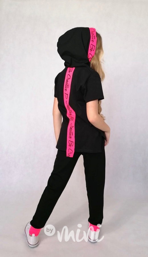 Hoodie triko black/neon