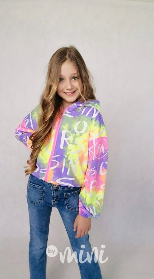 Neon ombre jarní crop bunda lila