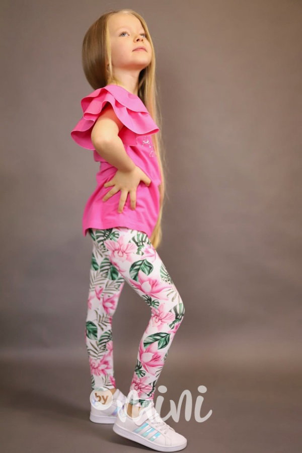 Pink jungle soft cotton legíny *Lily Grey*