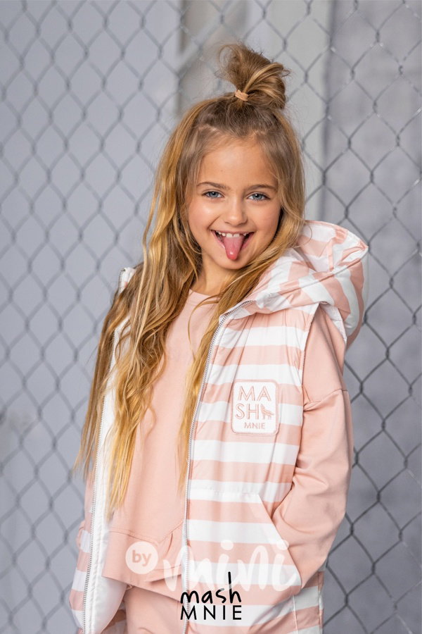 WOLF SOUL pruhovaná vesta pink/cream