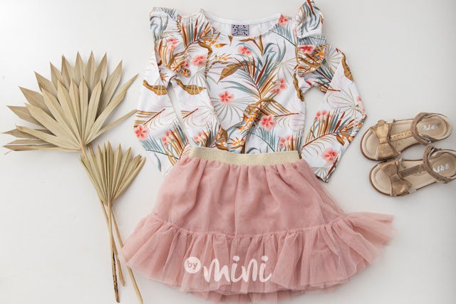 Pudder pink/Gold maxi tutu tyl sukně Lily Grey