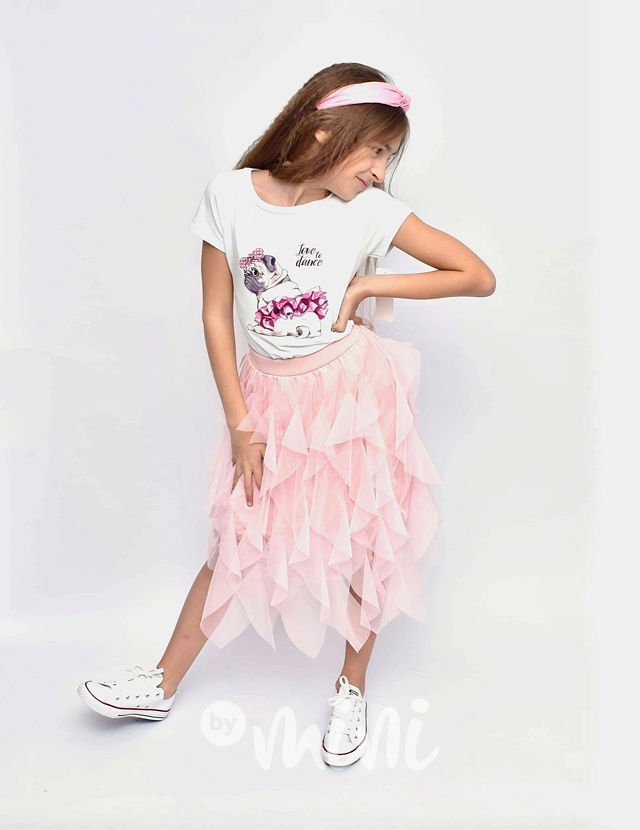 MIDI tylová sukně růžová