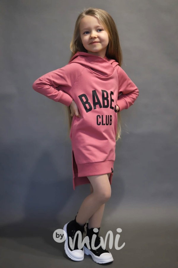 BABES hoodie mikinová tunika old pink