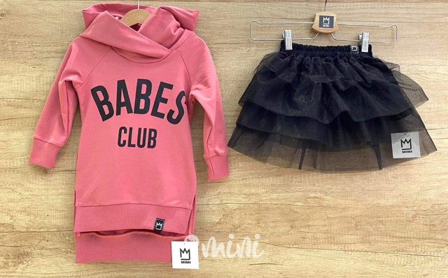 BABES hoodie mikinová tunika old pink