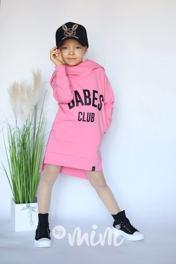BABES hoodie mikinová tunika pink