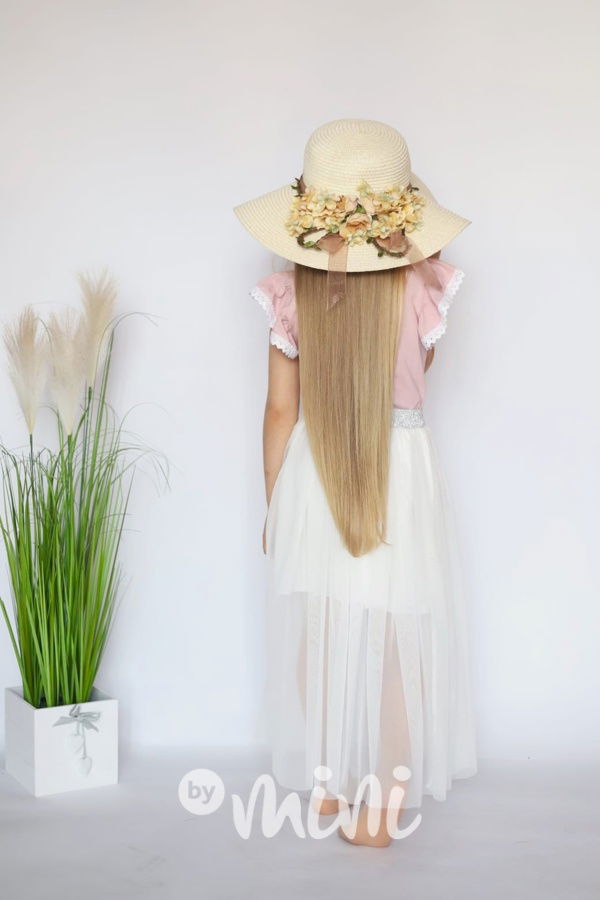 Tylová MIDI sukně white - krátká spodnička