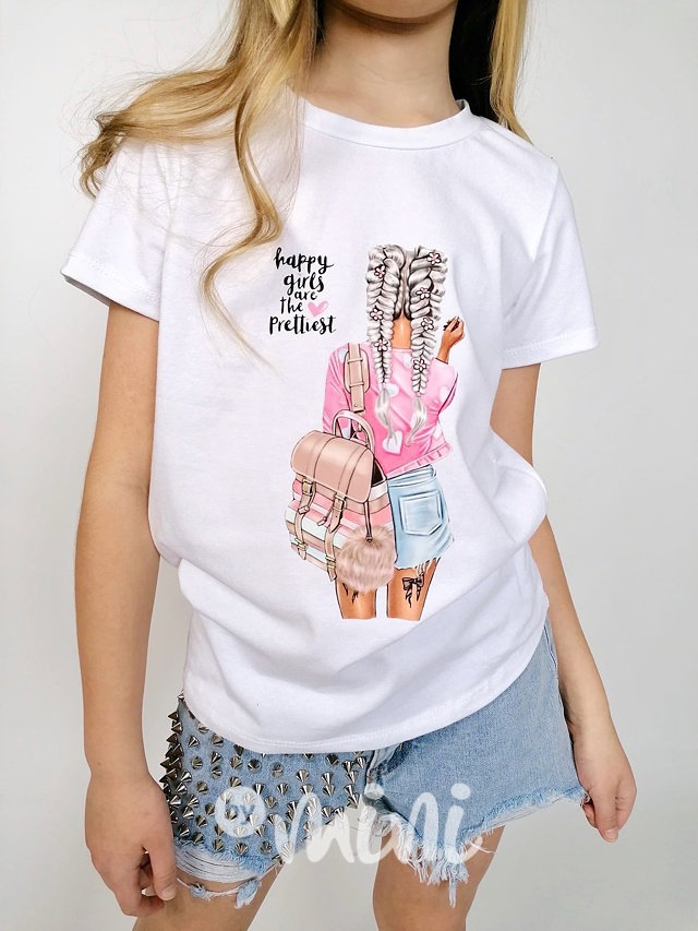 Triko happy girls white/pink