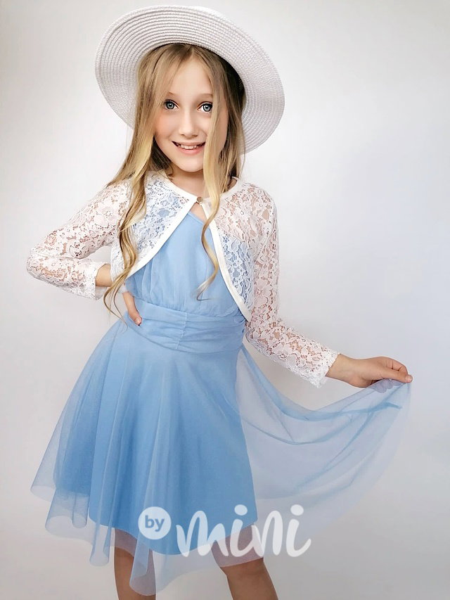 Mini tylové šaty na jedno ramínko baby blue