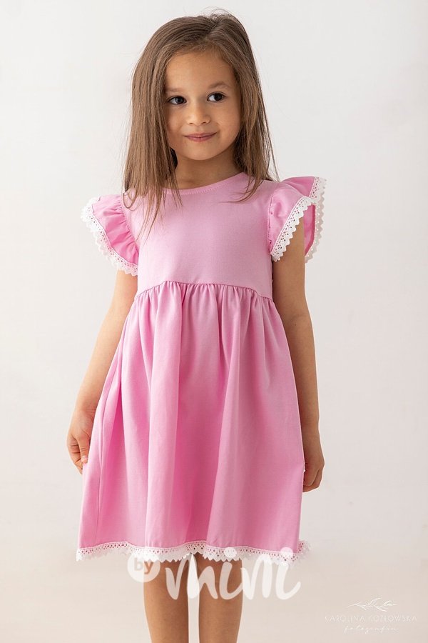 Lily Grey romantic boho šaty s krajkou barbie pink