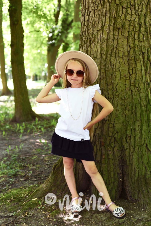 Bavlněná asymetrická frill sukně černá