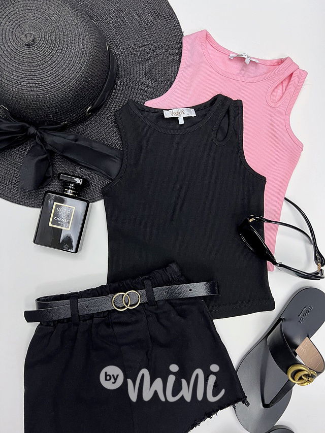 Žebrované tílko black