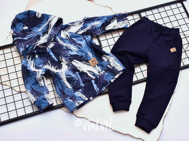Blue&White splash mikina