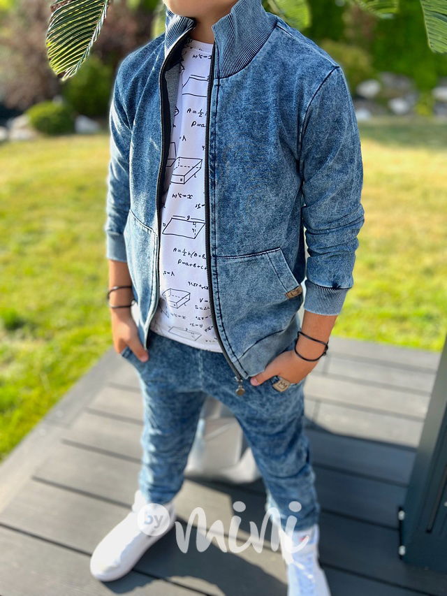 Acid wash denim jogger blue