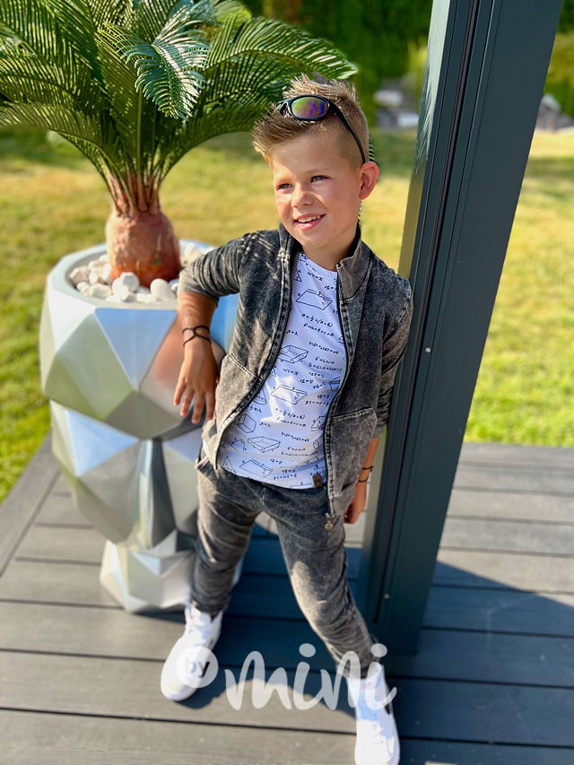 Acid wash denim jogger black