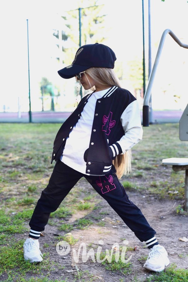 ANGEL sporty tepláky black/pink