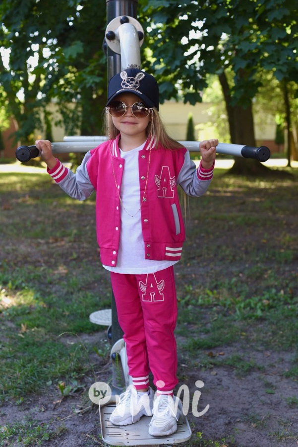 ANGEL sporty tepláky malina/bílá