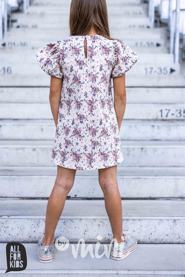 AFK šaty s balonovými rukávy květy