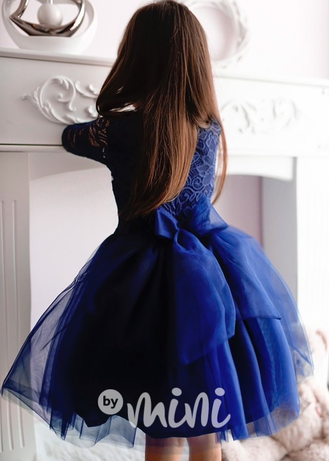 Princess krajkové šaty s maxi tylovou sukní royal blue