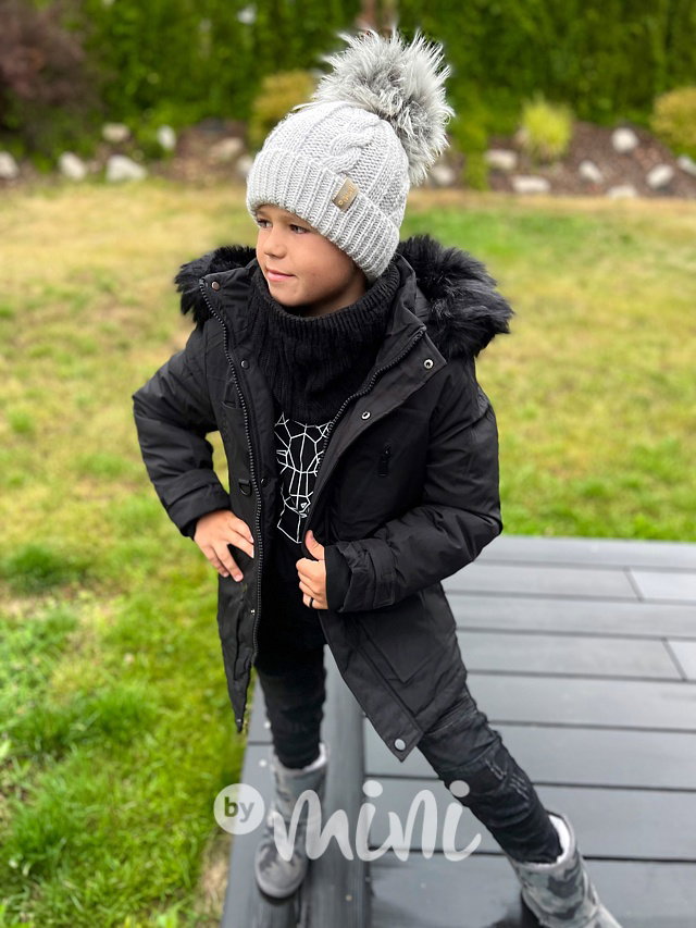 Zimní parka s kožíškem černá