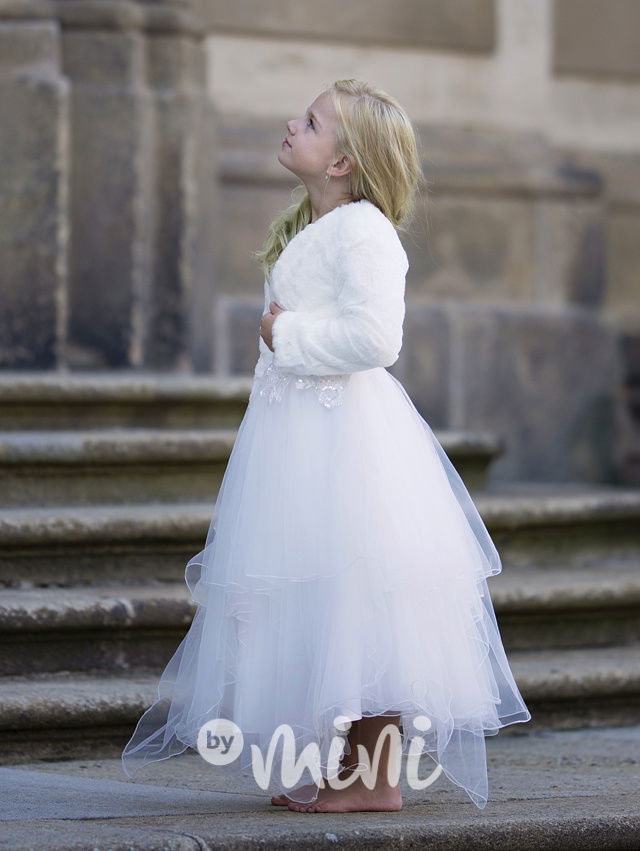 Teplé chlupaté bolerko bílé