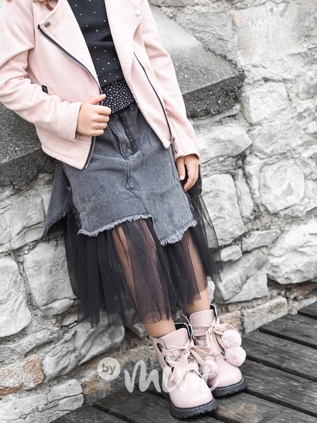 Jeans sukně s tylem black