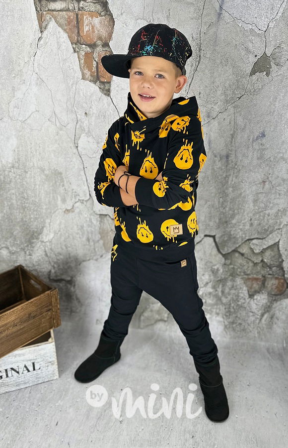 Yellow smiley mikina černá