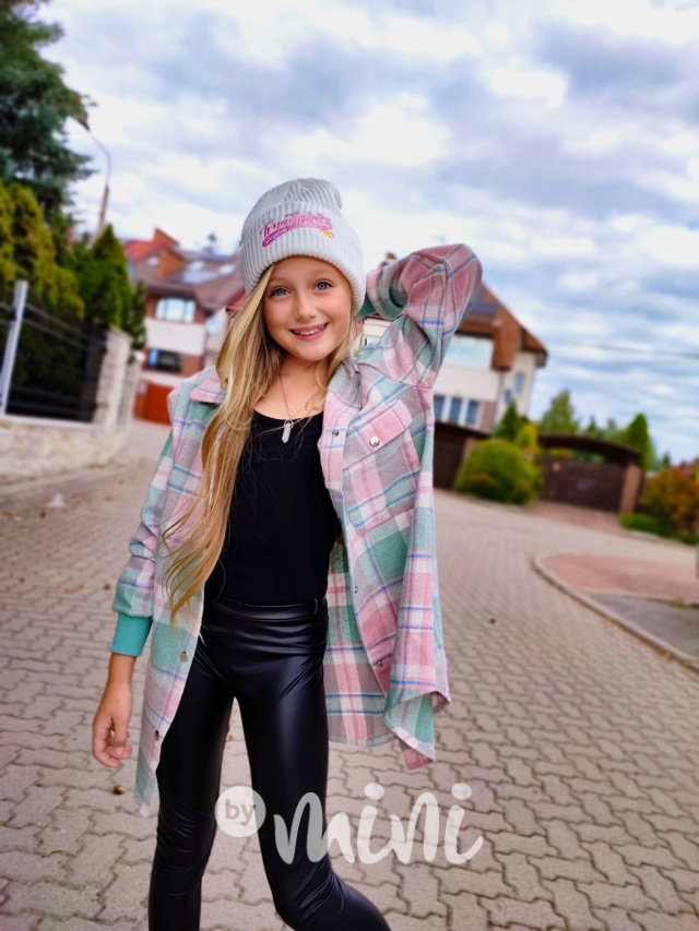 Dlouhá flauš košile pink karo