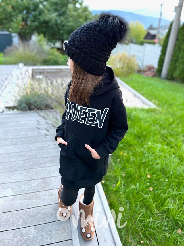 QUEEN zateplená mikinová tunika černá