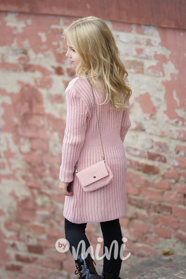 Svetrové šaty s kabelkou pink