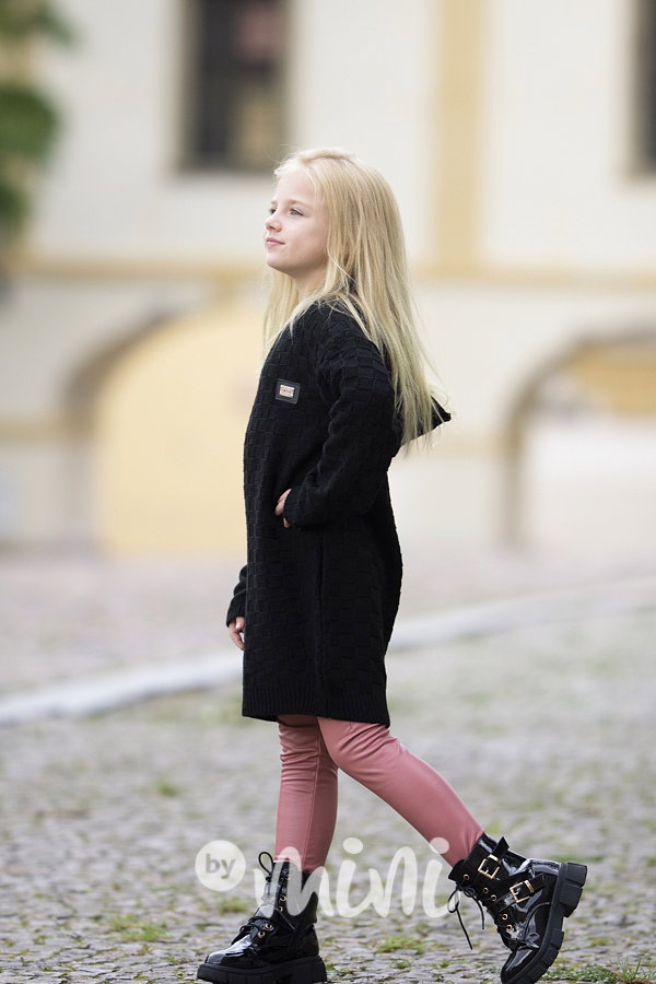 Svetrová hoodie tunika černá