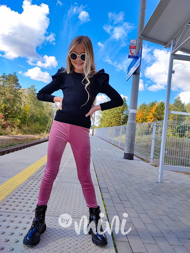 Podzimní teplé velur legíny pink
