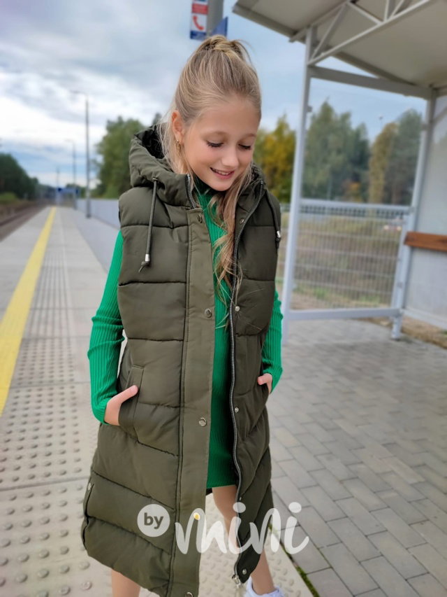 Zimní ultra long vesta khaki