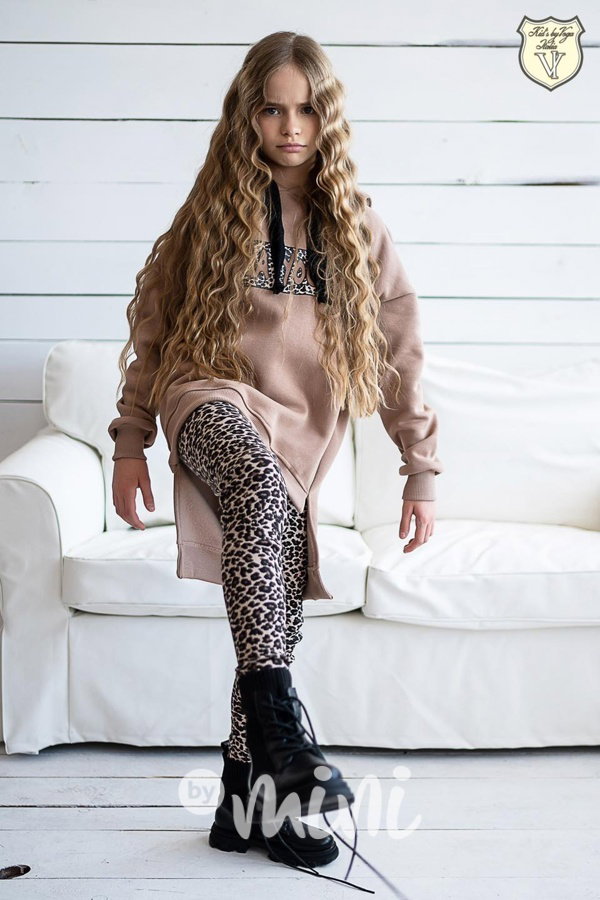 Voga young zateplená mikinová tunika hnědá