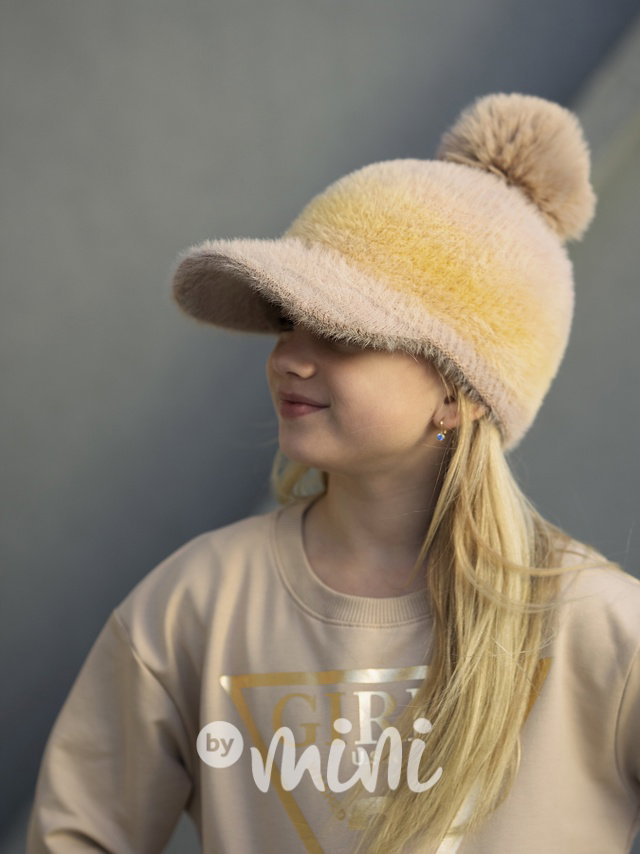 Alpaka kšilt s bambulkou ombre beige
