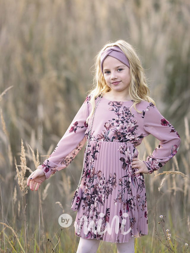 Flower plisované šaty s kabelkou