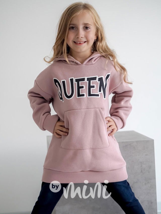 QUEEN zateplená mikinová tunika pudder
