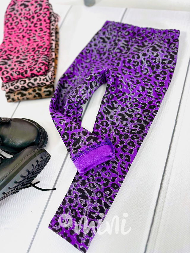 PREMIUM thermo legíny Lily Grey animal lila