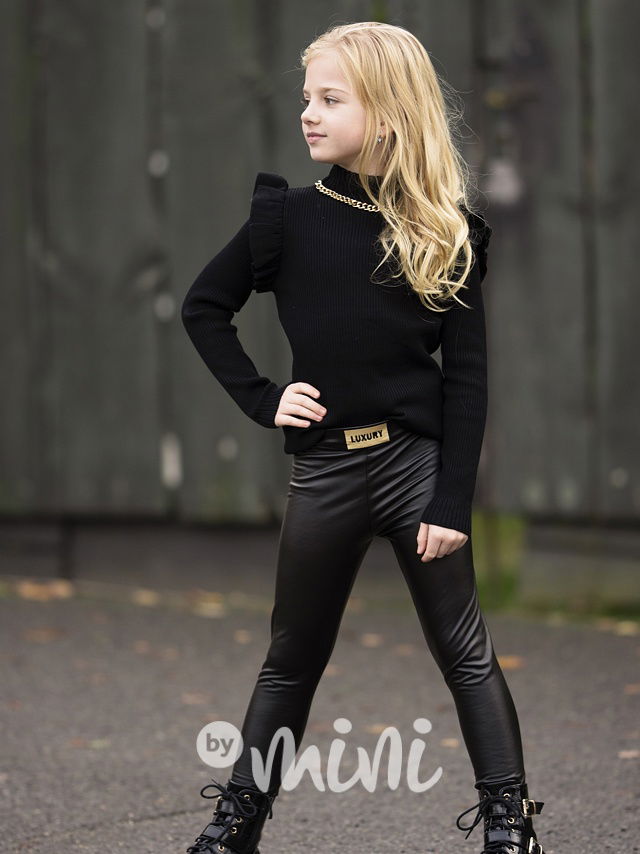 Eco leather legíny LUXURY černé