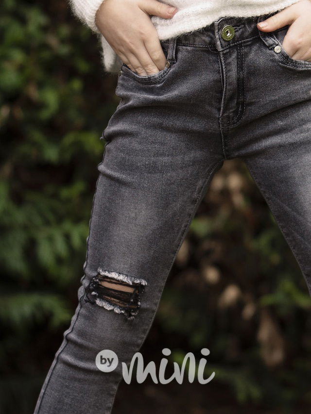 Slim ripped jeansy vintage grey