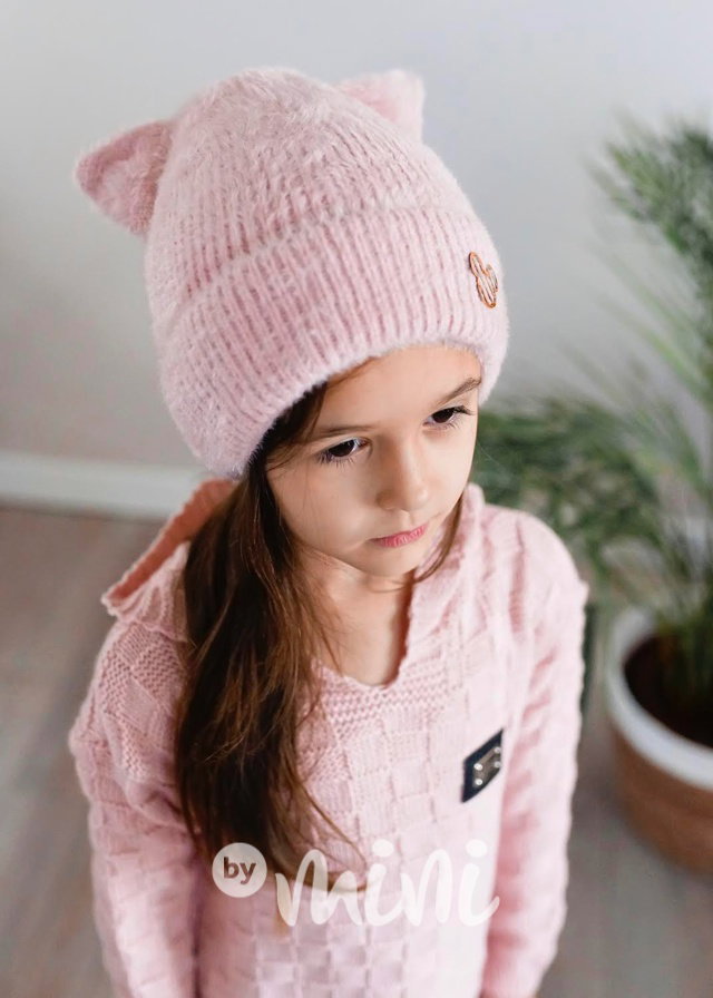 Svetrová hoodie tunika růžová