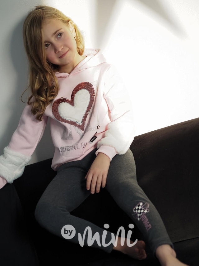 Vyteplená mikina s kožíškem LOVE růžová